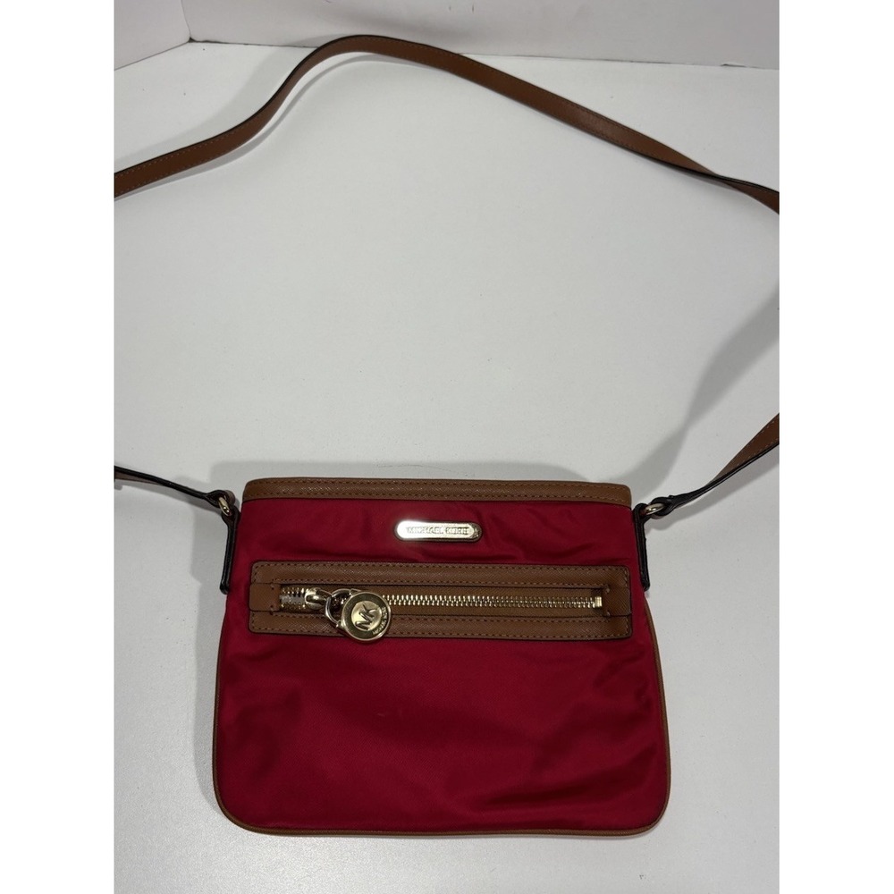 Michael Kors Kempton Dk Red Microfiber MD Pocket Crossbody Bag 9x7‎